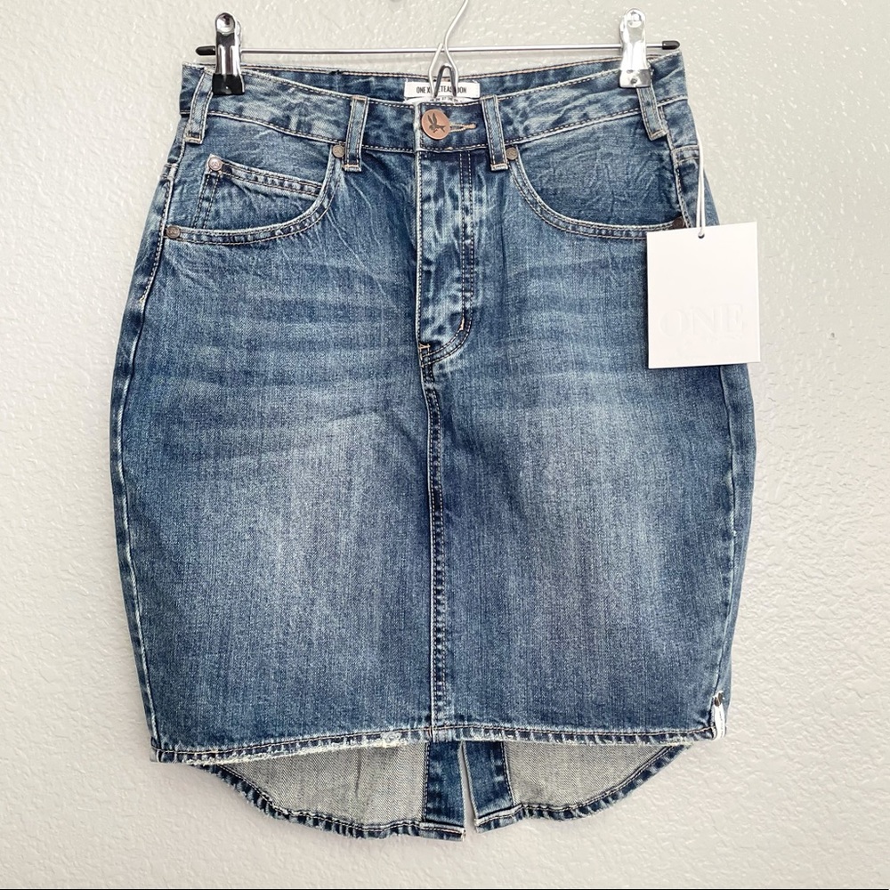 NWT One Teaspoon Dark Wash Pencil Denim Skirt